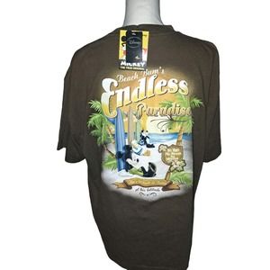 NWT Super Fun Mickey & Friends Beach Paradise Sz Large Chocolate Tee Unisex